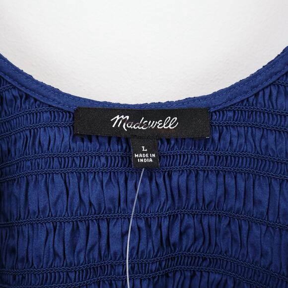 NWT Madewell The Melody Scoopback Smocked Midi Dress In Blue Moon Size Large - Picture 8 of 10